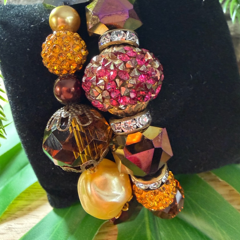 Handmade Beaded Bracelet Set with Gold and Pink Accents Bigger Wrists 8” Yeah 💋